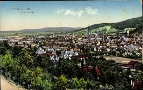 Ak Freiburg im Breisgau, Panorama vom Loretto gesehen