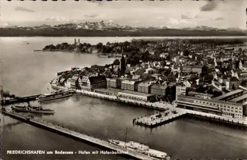 Ak Friedrichshafen am Bodensee, Hafen mit Hafenbahnhof