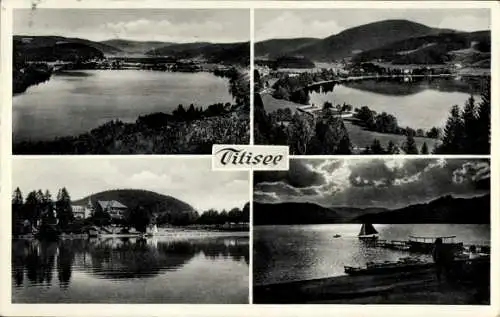 Ak Titisee Neustadt im Breisgau Hochschwarzwald, Segelboot, Panorama