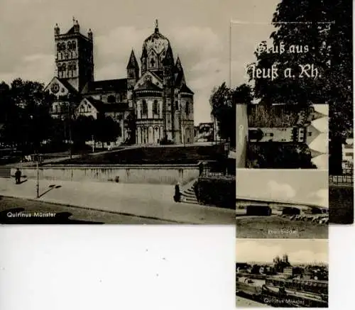 Leporello Ak Neuss am Rhein, Quirinus-Münster, Rheinbrücke