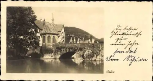 Foto Ak Calw im Schwarzwald, Brücke, Fluss