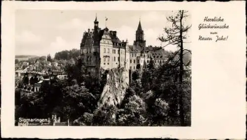 Ak Sigmaringen an der Donau, Gesamtansicht, Schloss, Glückwunsch Neujahr