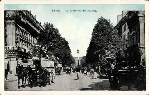 Ak Paris II, Boulevard des Italians, Passanten, Kutschen