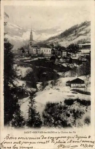 Ak Saint Gervais les Bains Haute Savoie, Panorama, Chaine des Fiz