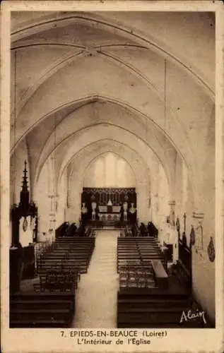 Ak Epieds-en-Bauce Loiret, Kirche, Innenansicht