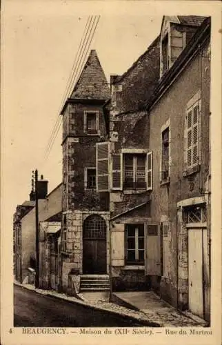 Ak Beaugency Loiret, Haus aus dem 12. Jahrhundert, Rue du Martroi