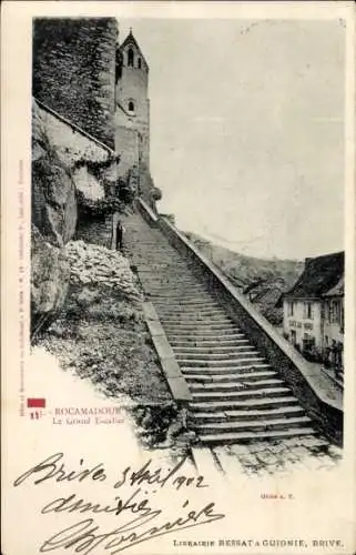 Ak Roc Amadour Rocamadour Lot, Große Treppe