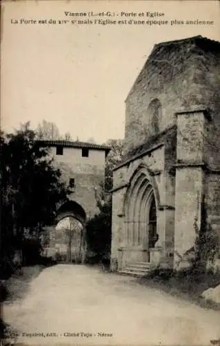 Ak Vianne Lot et Garonne, Tor, Kirche