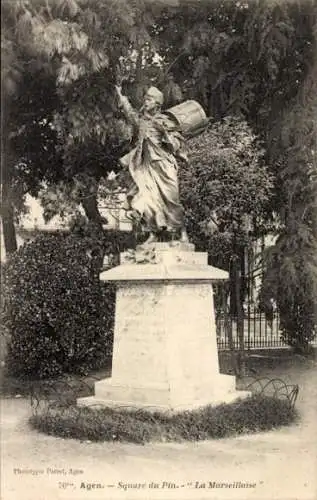 Ak Agen Lot et Garonne, Square du Pin, Denkmal La Marseillaise