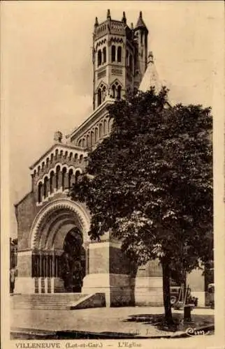 Ak Villeneuve sur Lot Lot et Garonne, Kirche