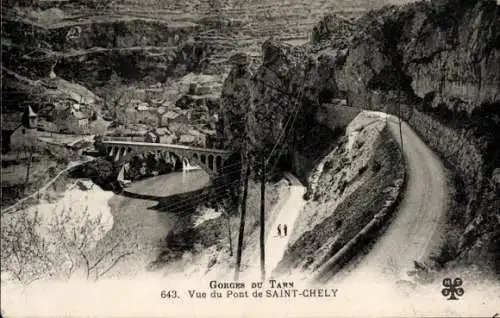 Ak Saint Chély du Tarn Lozère, Brücke, Gorges du Tarn