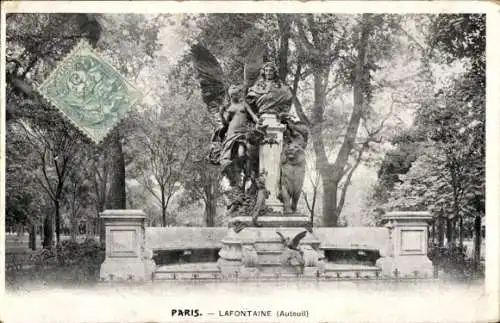 Ak Paris, Lafontaine, Denkmal