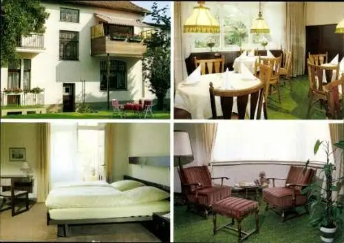Ak Bad Salzuflen in Lippe, Haus Mecklenburg, Innenansicht, Schlafzimmer, Esszimmer