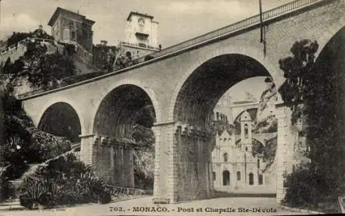 Ak Monaco, Brücke und Kapelle Sainte Devote