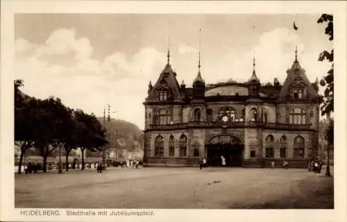 Ak Heidelberg am Neckar, Partie auf dem Jubiläumsplatz mit Blick zur Stadthalle