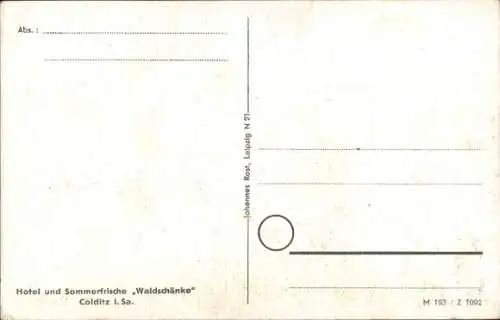 Ak Colditz in Sachsen, Hotel Waldschänke, Veranda