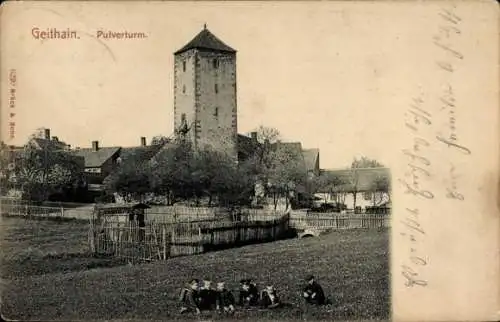 Ak Geithain in Sachsen, Pulverturm, Kinder