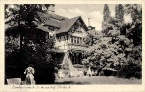 Ak Elbisbach Frohburg in Sachsen, Landfrauenschule Arvedshof, Gartenseite