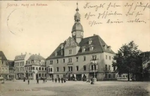 Ak Borna in Sachsen, Markt, Rathaus