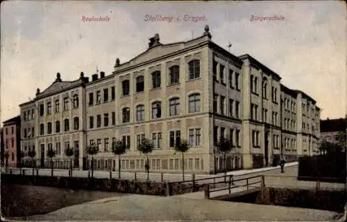 Ak Stollberg im Erzgebirge, Realschule, Bürgerschule, Raphael Tuck & Sons