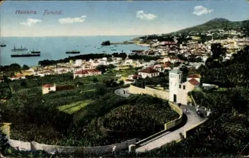 Ak Funchal Insel Madeira Portugal, Panorama vom Ort