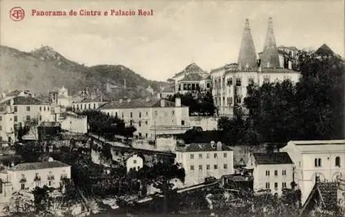 Ak Sintra Cintra Portugal, Panorama mit königlichem Palast