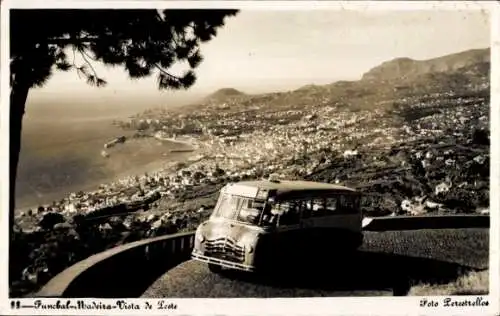 Ak Funchal Insel Madeira Portugal, Gesamtansicht, Bus