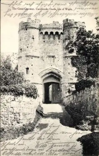 Ak Carisbrooke Isle of Wight England, Carisbrooke Castle, Großes Tor