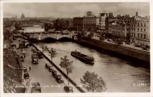 Ak Dublin Irland, O'Connell-Brücke, Fluss Liffey