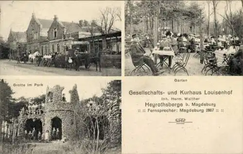 Ak Heyrothsberge Biederitz in Sachsen Anhalt, Gesellschafts- und Kurhaus Louisenhof, Grotte