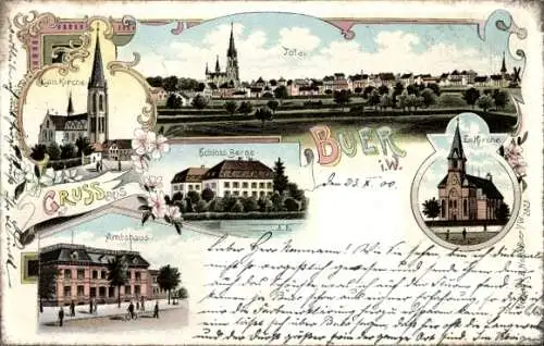 Litho Buer Melle in Niedersachsen, Katholische Kirche, Schloss Berge, Amtshaus