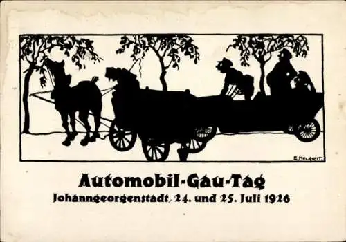 Scherenschnitt Künstler Ak Neubert, E., Johanngeorgenstadt im Erzgebirge, Automobil-Gau-Tag