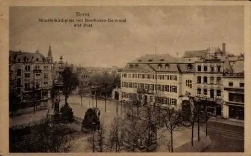 Ak Bonn am Rhein, Münsterkirche, Beethoven-Denkmal, Post