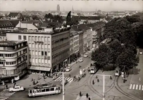 Ak Krefeld am Niederrhein, Ostwall, Straßenbahnen