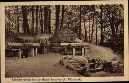 Ak Flemlingen im Pfälzerwald, Zimmerbrunnen bei der Ruine Neu-Scharfeneck