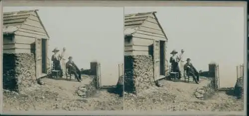 Stereo Foto Blockhütte, um 1910