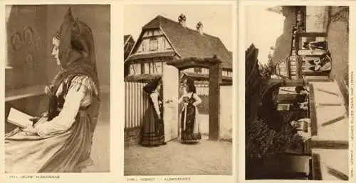 Set von 24 AK (2 Alben I und II  mit je 12 Ak) Kostüme und Szenen aus dem Elsass/costumes et scenes 