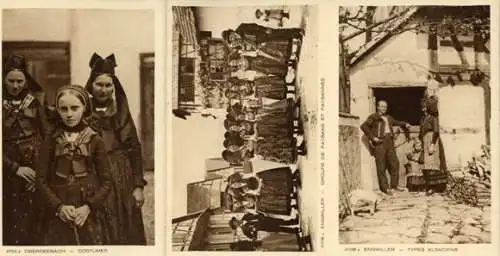 Set von 24 AK (2 Alben I und II  mit je 12 Ak) Kostüme und Szenen aus dem Elsass/costumes et scenes 
