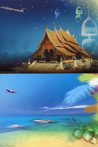 Set von 9 AK Asien Thailand, Kambodscha, China, Laos, Maldives, diverse Ansichten