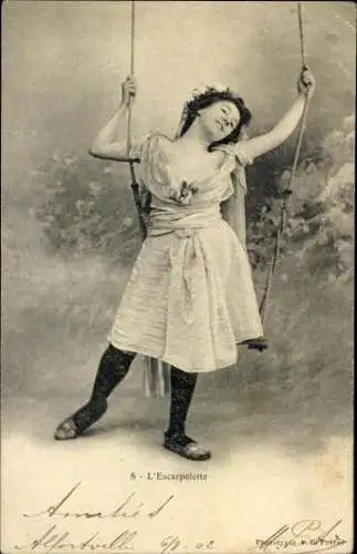 Set von 8 AK Frau auf Schaukel, Geige 