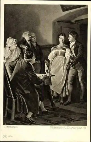 Set von 6 AK Arthur von Ramberg, Hermann und Dorothea von Goethe