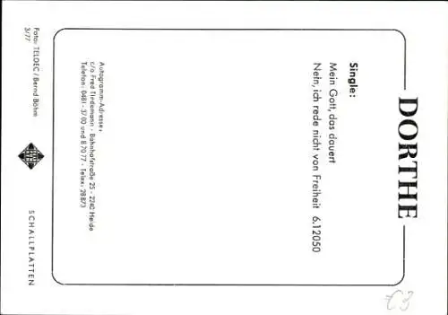 Ak Sängerin Dorthe, Portrait, Autogramm