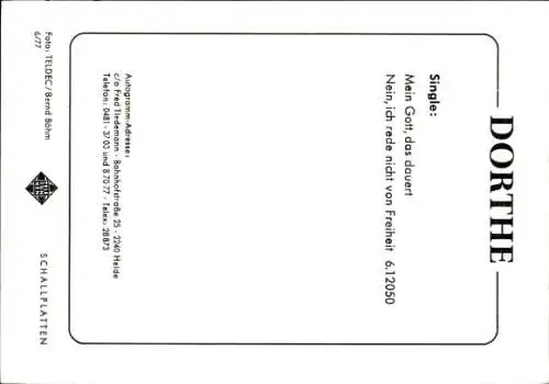 Ak Sängerin Dorthe, Portrait, Autogramm