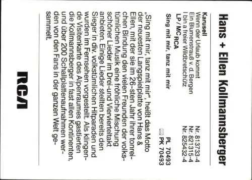 Ak Sänger Hans + Ellen Kollmansberger, Portrait, Autogramme