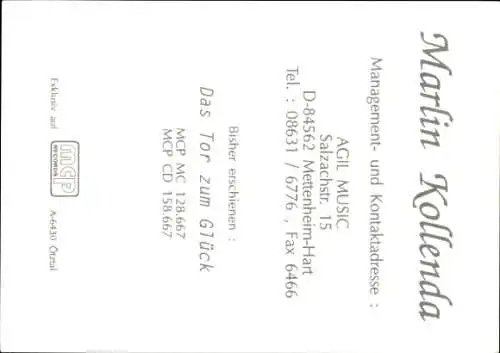 Ak Sängerin Marlin Kollenda, Portrait, Autogramm