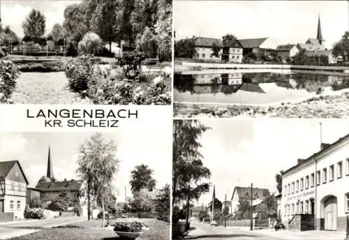 Ak Langenbach Pausa Mühltroff im Vogtland Sachsen, Gasthof zum Schwan, Teich, Straßenpartie