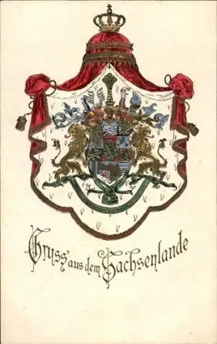 Präge Wappen Ak Sachsenland, Löwen