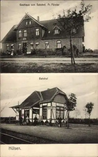 Ak Hülsen Dörverden in Niedersachsen, Bahnhof, Gasthof zum Bahnhof