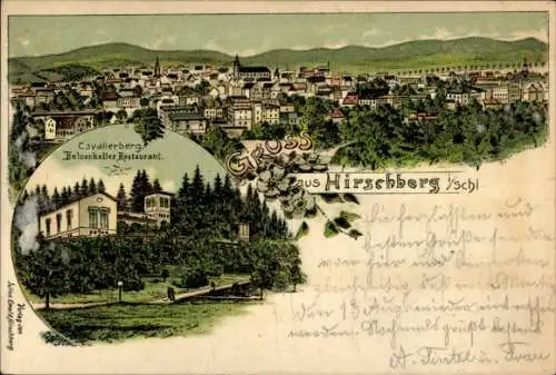 Litho Jelenia Góra Hirschberg Riesengebirge Schlesien, Cavalierberg, Felsenkeller Restaurant