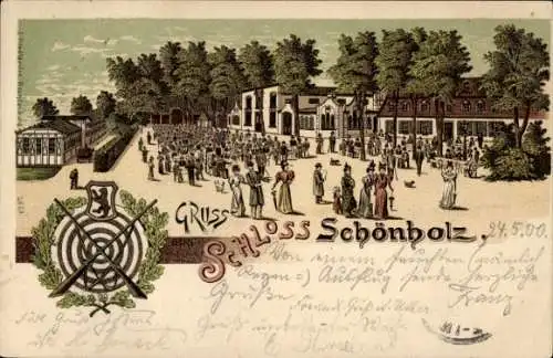 Litho Berlin Pankow Niederschönhausen Schönholz, Schloss Schönholz, Gartenwirtschaft